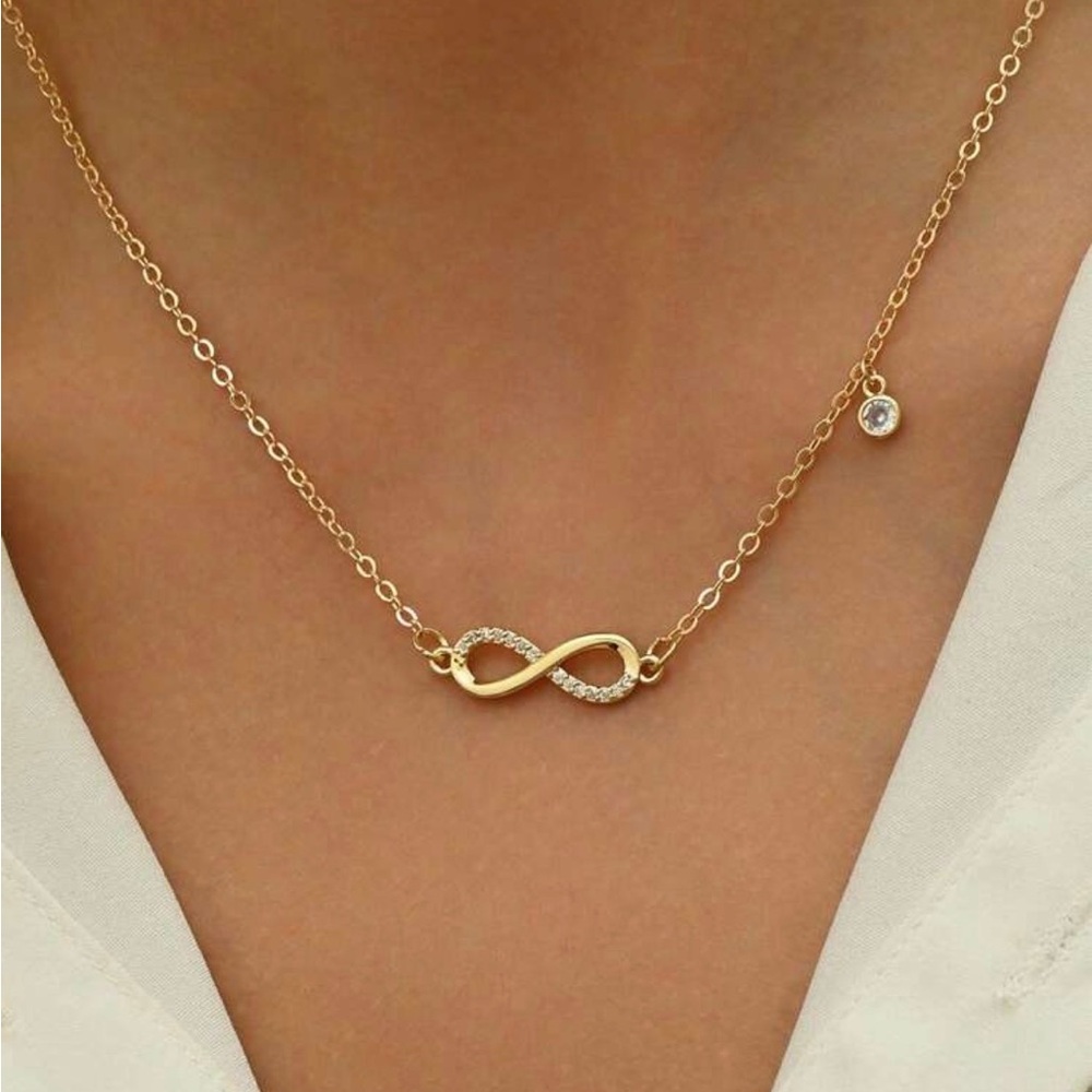 Gold Tone Infinity Necklace‎